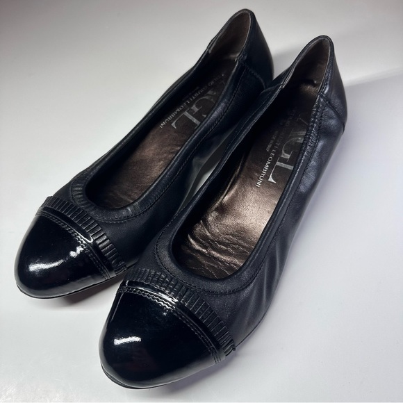 AGL Black Leather Rounded Cap Toe Kitten Heels Ballet Shoes 10.5 Minimalist 40.5 - Picture 2 of 12